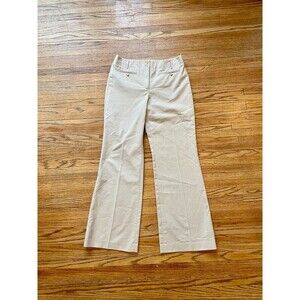 Ann Taylor Pin Stripe Flare Dress Pants Stretch y2k 2000s Khaki Tan High Waist 8